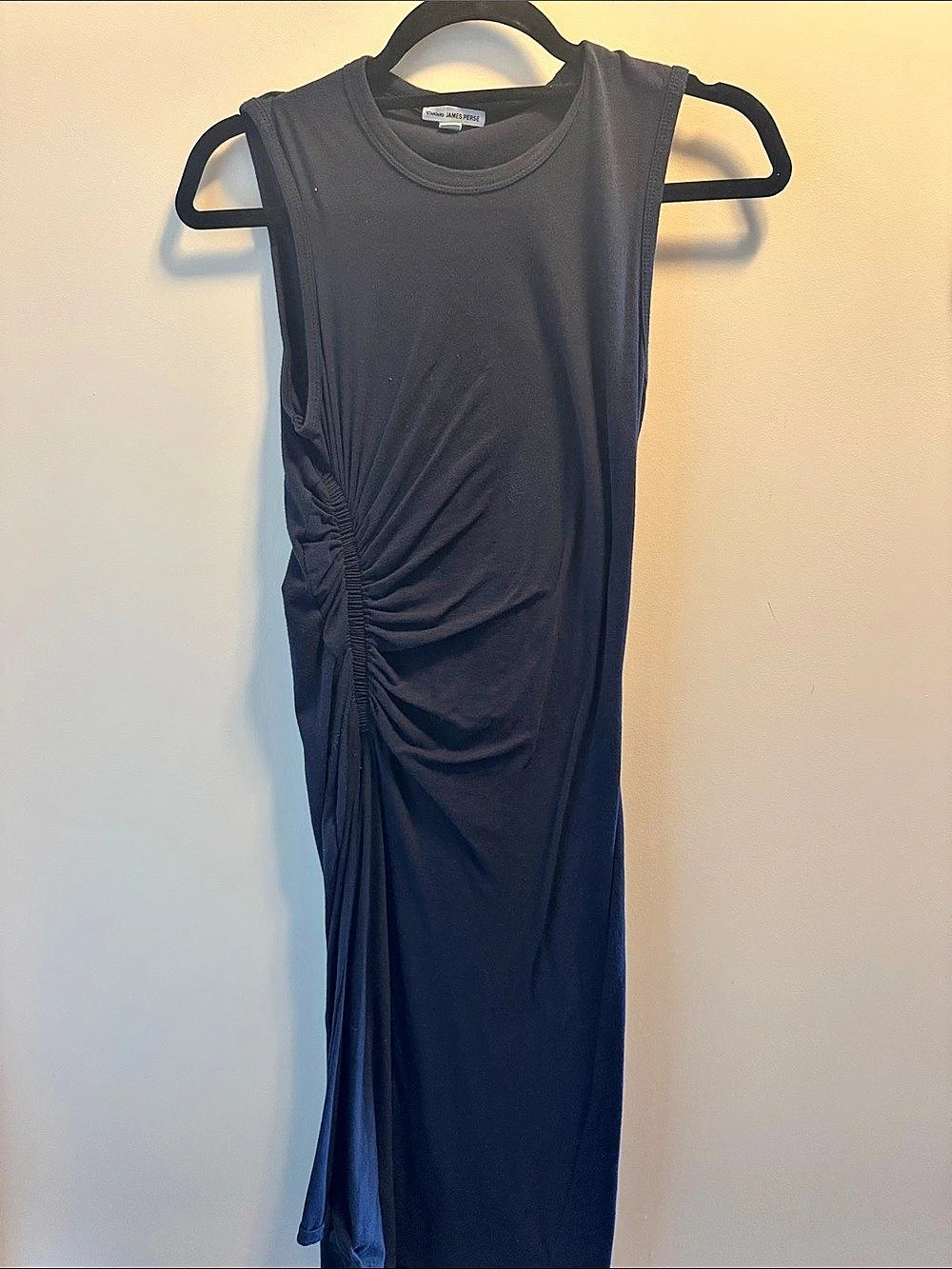 Standard James Perse Cotton Jersey Ruched Tank Midi Dress dark blue Size 2